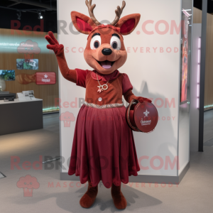 Maroon Deer maskot kostym...