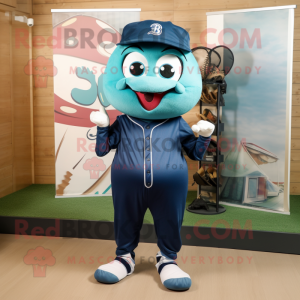 Teal Baseball Ball mascotte...