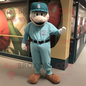 Teal Baseball Ball mascotte...