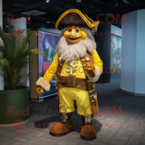 Yellow Pirate mascot costume character dressed with a Waistcoat and Anklets