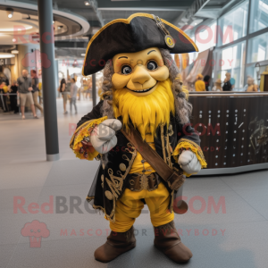 Yellow Pirate mascot costume character dressed with a Waistcoat and Anklets