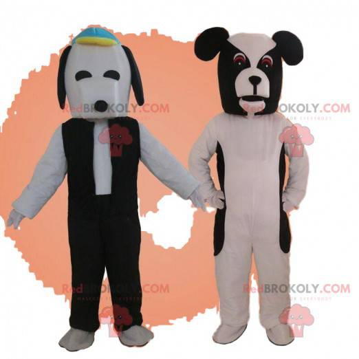 2 hondenmascottes, zwart-witte hondenkostuums - Redbrokoly.com