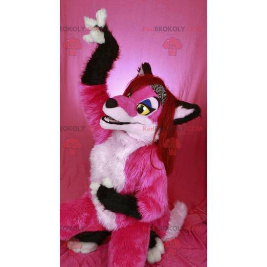 Mascota de perro rosa blanco y negro - Redbrokoly.com