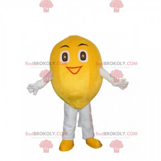 Yellow lemon mascot, citrus costume, fruit disguise -