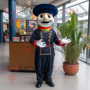 Navy Fajitas mascot costume character dressed with a Trousers and Berets