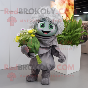 Grå bukett blommor maskot...