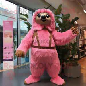 Pink Giant Sloth maskot...