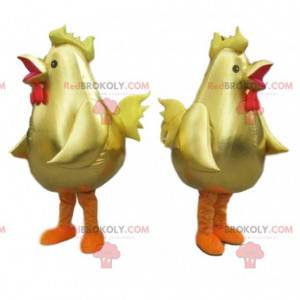 Goldenes Hühnermaskottchen, goldenes Hühnerkostüm -
