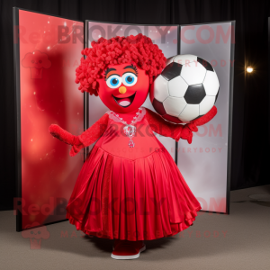 Rood voetbalgoal mascotte...