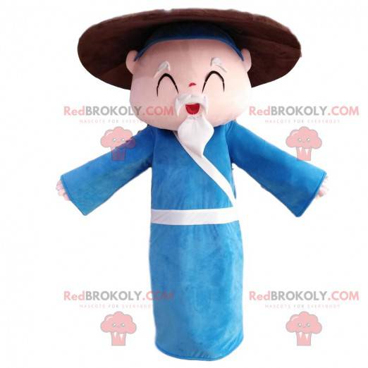 Mascotte uomo anziano asiatico, costume da nonno -