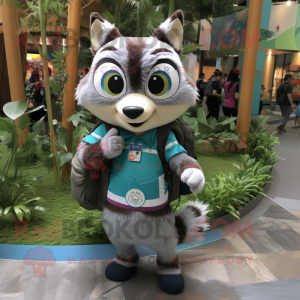 Cyan Raccoon maskot kostym...