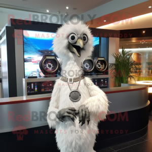 Hvid Emu maskot kostume...