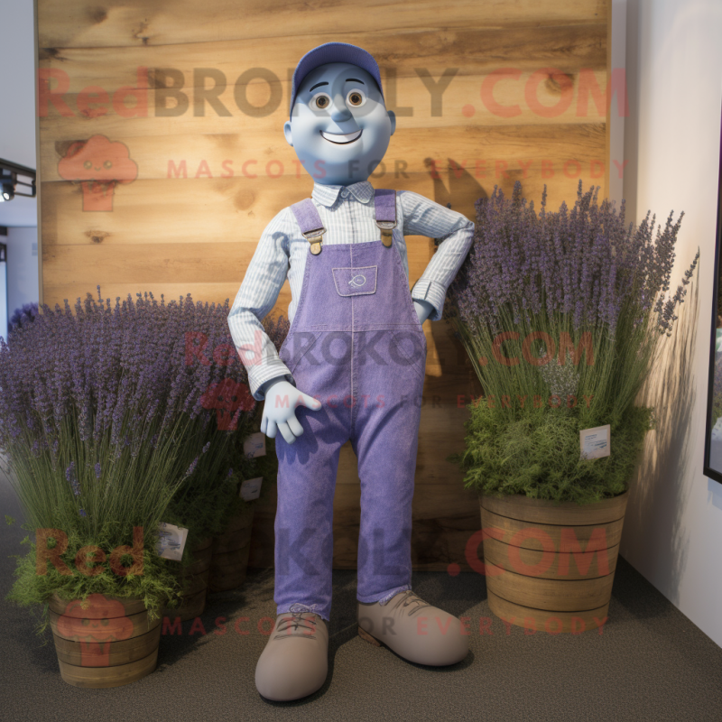 Lavender Pendant mascot costume character dressed with a Dungarees and Cufflinks Lavender Pendant mascot costume character dressed with a Dungarees and Cufflinks