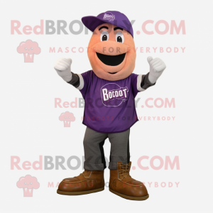 Purple Bbq Ribs mascot costume character dressed with a Cargo Shorts and Shoe clips