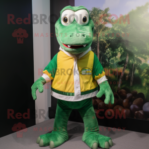 nan Crocodile mascot costume character dressed with a Polo Shirt and Scarves