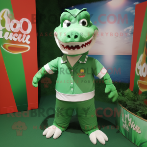 nan Crocodile mascot costume character dressed with a Polo Shirt and Scarves