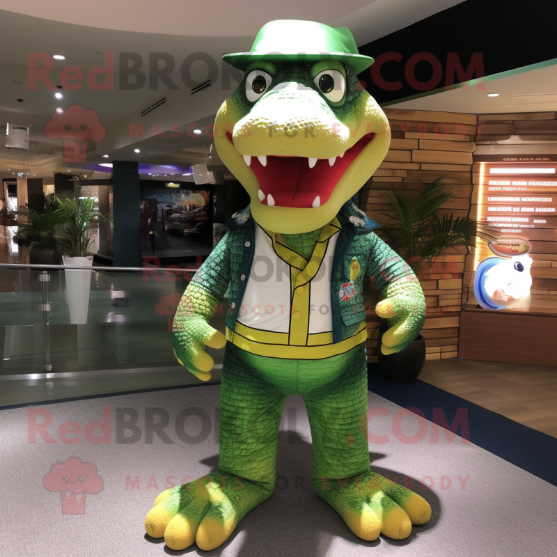 nan Crocodile mascot costume character dressed with a Polo Shirt and Scarves