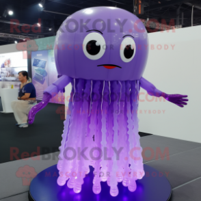 Purple Jellyfish mascot costume character dressed with a Dress and Bracelets