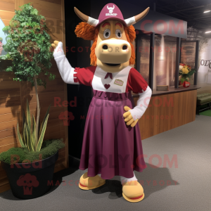 Maroon Guernsey Cow maskot...