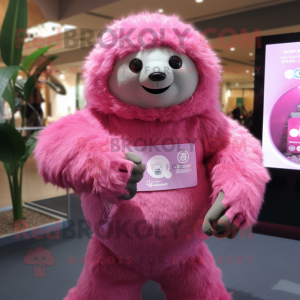 Pink Giant Sloth maskot...