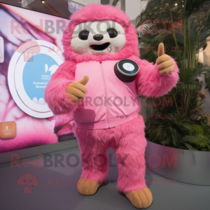 Pink Giant Sloth maskot...