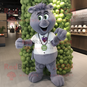 Gray Grape mascot costume character dressed with a Poplin Shirt and Bracelet watches