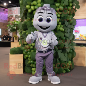 Gray Grape mascot costume character dressed with a Poplin Shirt and Bracelet watches