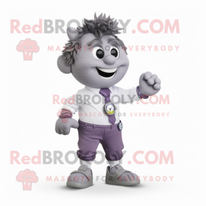 Gray Grape mascot costume character dressed with a Poplin Shirt and Bracelet watches