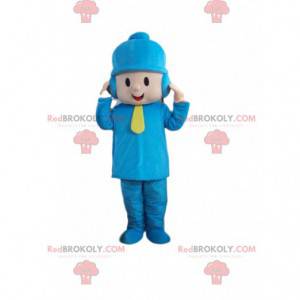 Menino mascote vestido com roupas de inverno - Redbrokoly.com