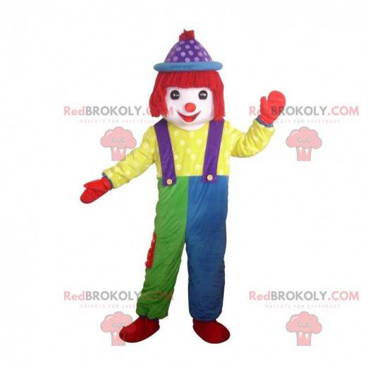 Mascotte de clown multicolore, costume de spectacles -