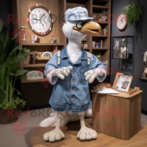 nan Swans mascot costume character dressed with a Chambray Shirt and Watches