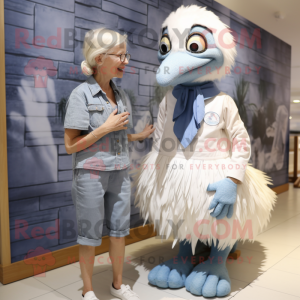 nan Swans mascot costume character dressed with a Chambray Shirt and Watches