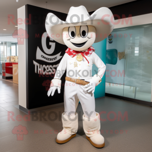 White Cowboy mascot costume character dressed with a Culottes and Ties