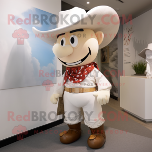 White Cowboy mascot costume character dressed with a Culottes and Ties