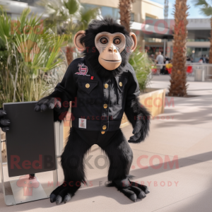 Black Capuchin Monkey mascot costume character dressed with a Jeans and Shoe clips