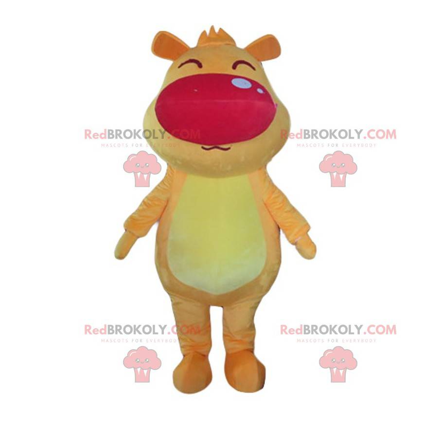 Velký žlutý a oranžový pes maskot, obří pejsek kostým - Velký žlutý a oranžový pes maskot, obří pejsek kostým -