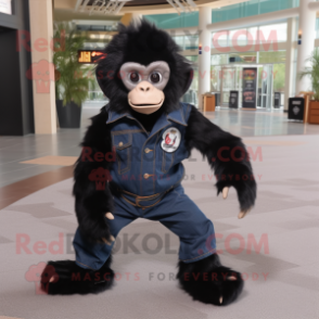 Black Capuchin Monkey mascot costume character dressed with a Jeans and Shoe clips