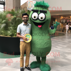 Forest Green Biryani mascot costume character dressed with a Romper and Eyeglasses