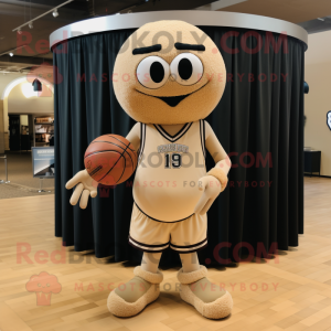 Beige Basketball Ball mascot costume character dressed with a Suit and Necklaces