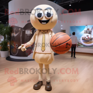 Beige Basketball Ball mascot costume character dressed with a Suit and Necklaces