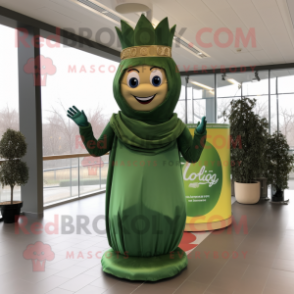 Olive Queen mascot costume character dressed with a Turtleneck and Headbands