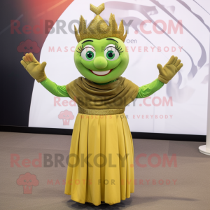 Olive Queen mascot costume character dressed with a Turtleneck and Headbands