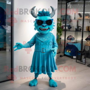 Cyan Devil mascotte kostuum...