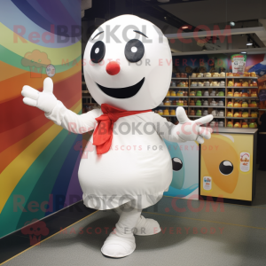 White Juggle mascot costume character dressed with a Blouse and Wraps