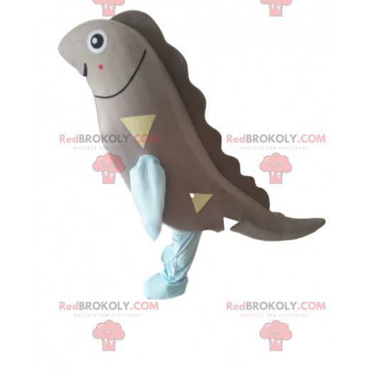Sardinmaskot, grå fiskdräkt, jätte - Redbrokoly.com
