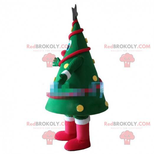 Mascotte de sapin de Noël vert décoré, costume d'arbre de Noël