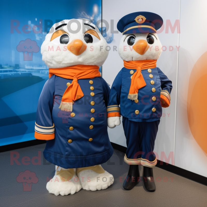 Navy Mandarin mascot costume character dressed with a Playsuit and Cummerbunds