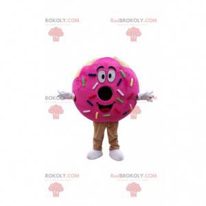 Mascote Pink Donuts, fantasia gigante de bolo doce -