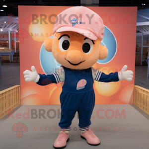 Peach Acrobat mascot costume character dressed with a Oxford Shirt and Beanies