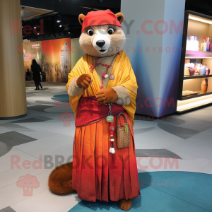 nan Marten mascot costume character dressed with a Maxi Skirt and Wraps